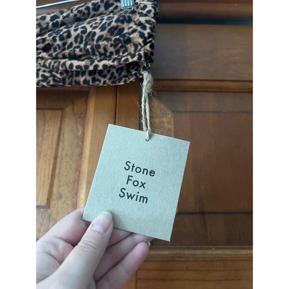 NWT Free People Stone Fox Swim Lele Strapless Bikini Top Cheetah Print Sahara XL - Picture 6 of 8